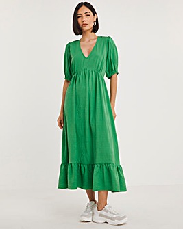 Green Textured Midi Dress