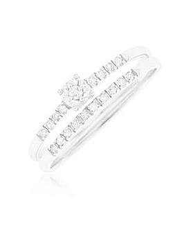 9 Carat White Gold and Diamond Two Piece Bridal Ring Set