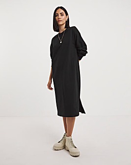 Black Midi Sweatshirt Dress