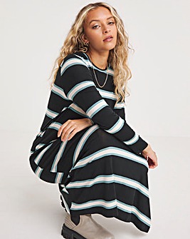 Black Stripe Midaxi T-Shirt Dress