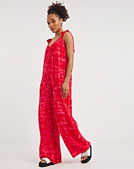 Pink Tie Dye Crinkle Jumpsuit With EcoVero TM Viscose