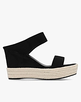Daniel Regina Black Suede Wedge Mules Standard Fit