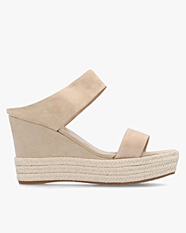 Daniel Regina Beige Suede Wedge Mules Standard Fit