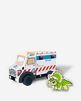 Jurassic World Chunky Wooden Vet Vehicle and Triceratops