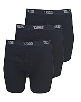 D555 Pack Of 3 Cotton Boxer Shorts (Black x 3)