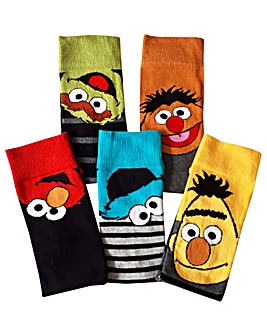 Mens Sesame St 5 Pack Gift Socks