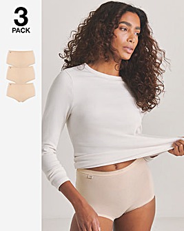 Sloggi 3 Pack Cotton Basic Maxi Knickers, Black, Skintone or White