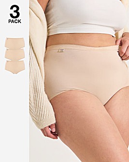 Sloggi 3 Pack Cotton Basic Maxi Knickers, Black, Skintone or White