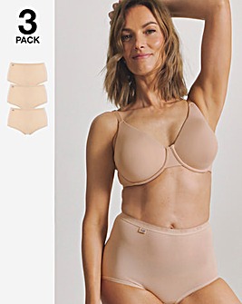 Sloggi 3 Pack Cotton Basic Maxi Knickers, Black, Skintone or White