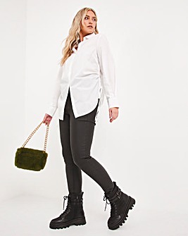 White Ruched Side Sculpting Shirt