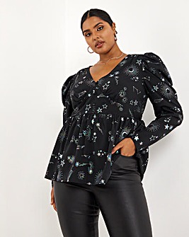 Celestial Foil Peplum Blouse