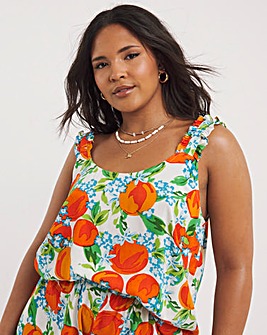 Fruit Print Viscose Frill Strap Cami