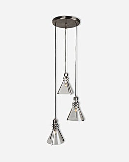 3 Light Black Industrial Multi Drop Pendant