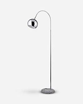Chrome Arc Floor Lamp With White Marble Base