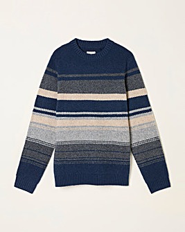 FatFace Calder Stripe Jumper (Regular & Tall) - Navy