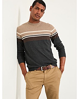 FatFace Rye Stripe Jumper (Regular & Tall) - Grey