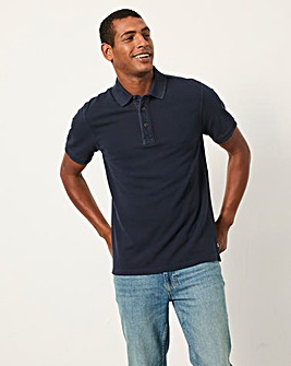 FatFace Short Sleeve Pique Polo (Regular & Tall) - Navy