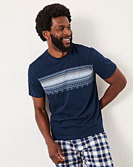 FatFace Jacquard T-Shirt (Regular & Tall) - Navy
