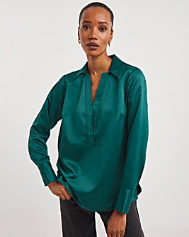 Green Pullover Heavy Weight Satin Shirt