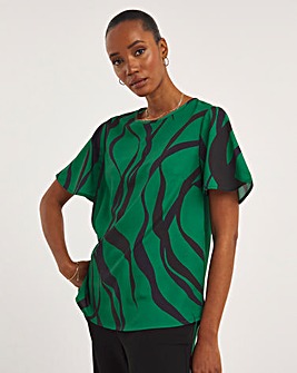 Printed Short Sleeved Woven Top
