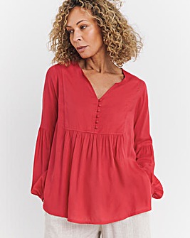 Spun Viscose Smock Top