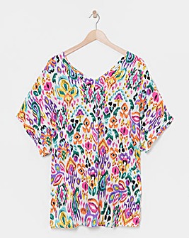 Printed Crinkle Tunic Top