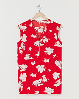 Printed Zip Front Top