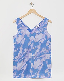 Printed V Neck Woven Vest