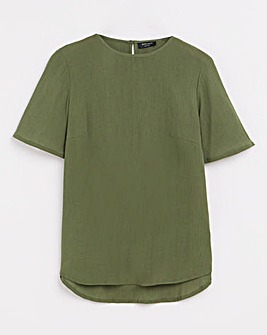 Crinkle Boxy Fluted Sleeve Top