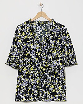 Printed Frill Trim Top