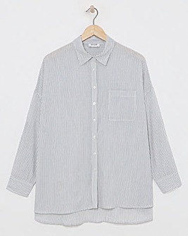 Washed Stripe Cotton Mix Long Sleeved Shirt