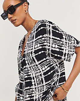 Printed Crinkle Tunic Top