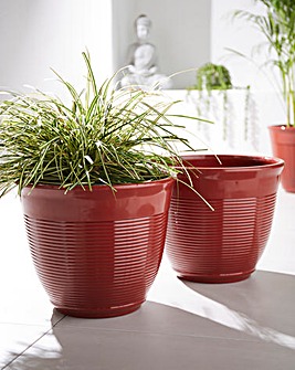 Set of 2 Ribbed Planters