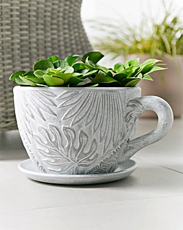 Leaf Teacup Embossed Planter