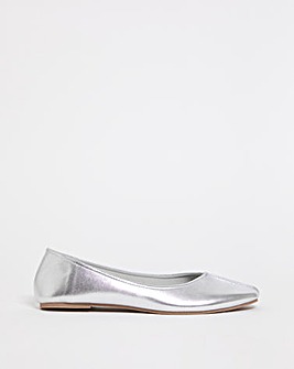 Kinsley Metallic Soft Square Toe Ballerina Shoes Ex Wide Fit
