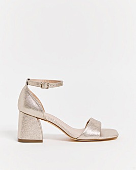 Rimona Metallic Barely There Block Heeled Sandals Wide Fit