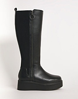 Kayley Wedge Knee High Boots Wide Fit Super Curvy Calf