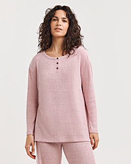 Blush Soft Touch Ribbed Button Top