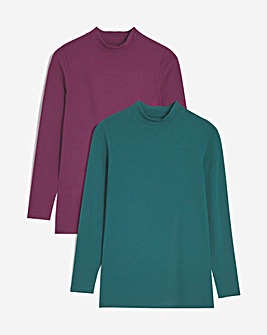 Mulberry and Teal 2 Pack High Neck Tops