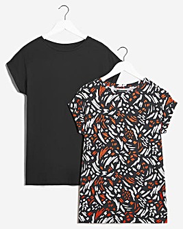 Mono Print/Black 2 Pack Boyfriend Short Sleeve T-Shirts