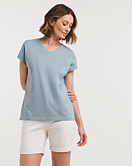 Pale Blue V-Neck Short Sleeve T-Shirt