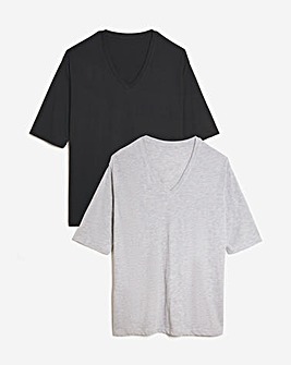 Black and Grey 2 Pack Three Quarter Sleeve Slouch T-Shirts