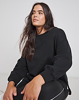 Black Curved Hem Dip Back Sweatshirt