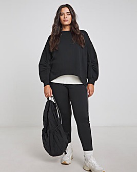 Black Curved Hem Dip Back Sweatshirt