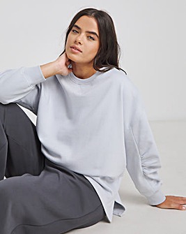 Ice Blue Curved Hem Dip Back Sweatshirt