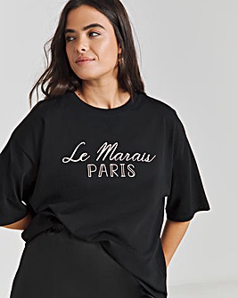 Black Oversized Paris Graphic T-Shirt