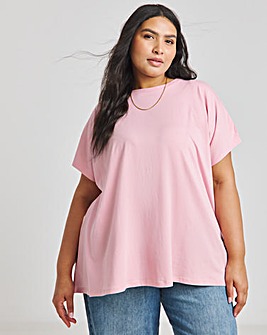 Blush Pink Slouchy Dip Back T-Shirt