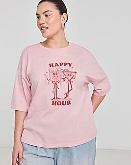 Pink Happy Hour Graphic T-Shirt