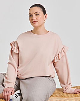 Powder Pink Frill Detail Sweatshirt