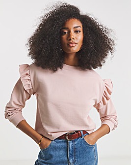 Powder Pink Frill Detail Sweatshirt